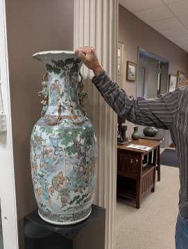Monumental Chinese Famille Verte Baluster Vase
